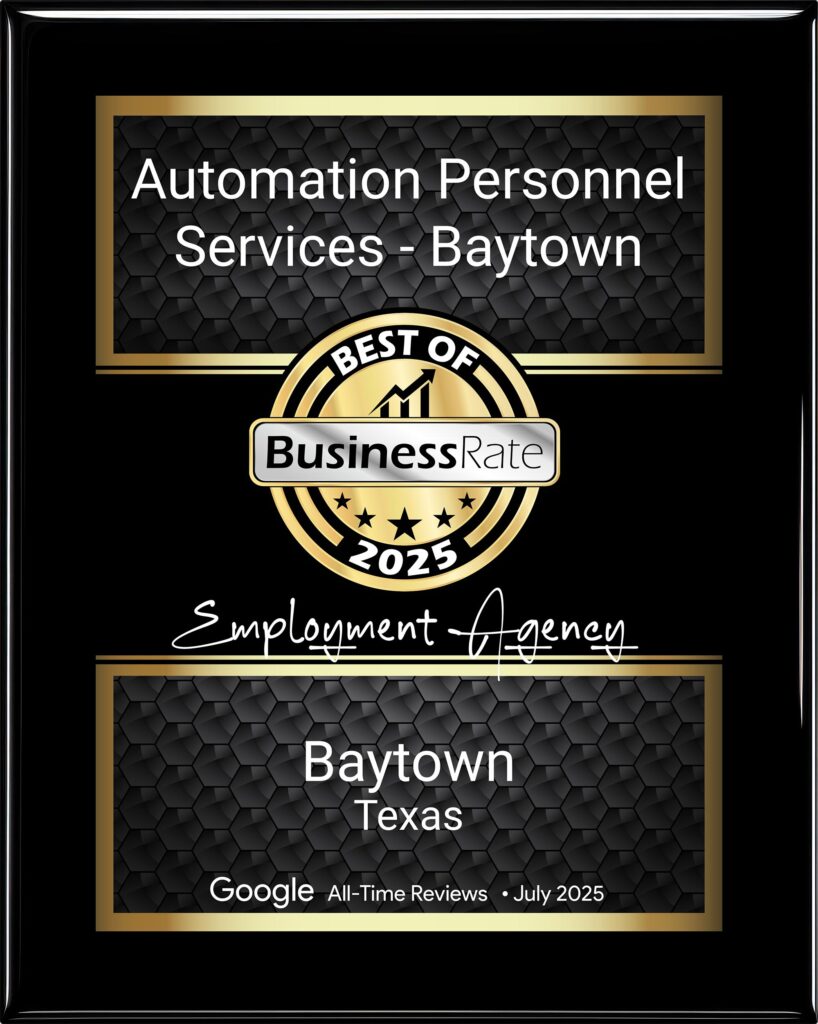 Automation Personnel Services Named Top Staffing Agency in Baytown by Business Rate