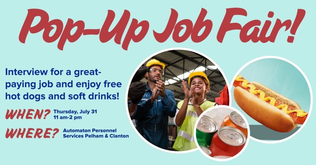 Automation Personnel Services Pop Up Job Fairs Pelham and Clanton