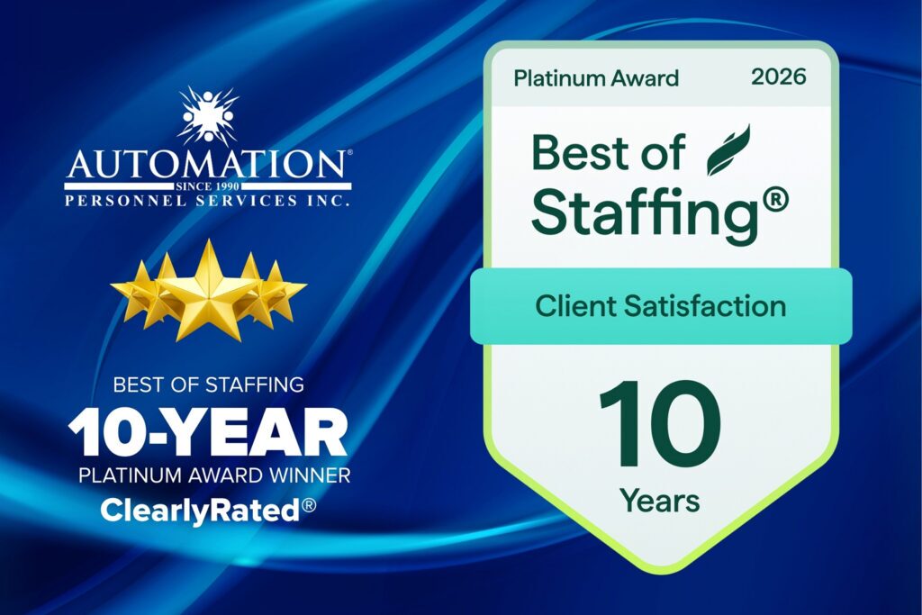 Automation Personnel Services 10-Year Clearly Rated Client Award