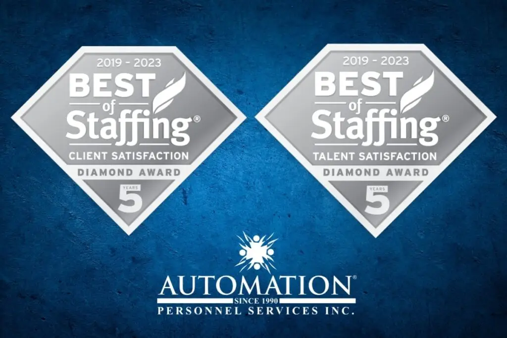 Automation Personnel Services ClearlyRated Diamond Awards 2023