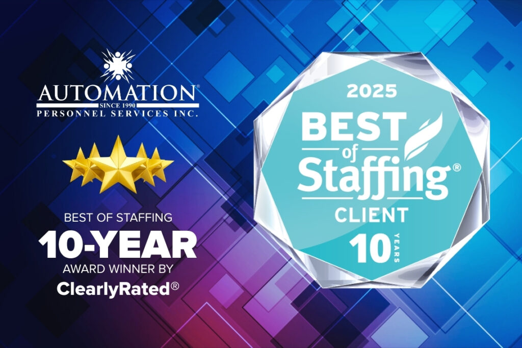 Automation Personnel Services 10-Year Clearly Rated Client Award